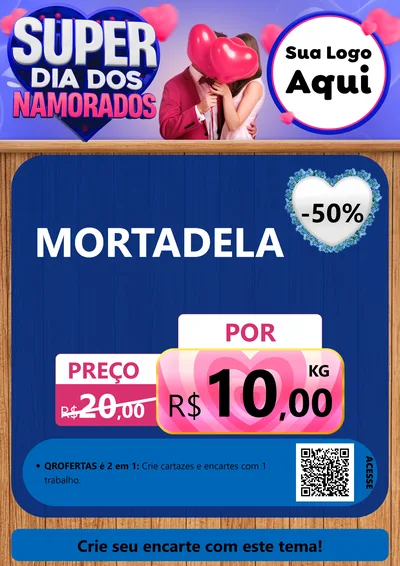 Modelo de Cartaz para Cartaz A4 Vertical com o tema Super Dia dos Namorados para Frios e Laticínios