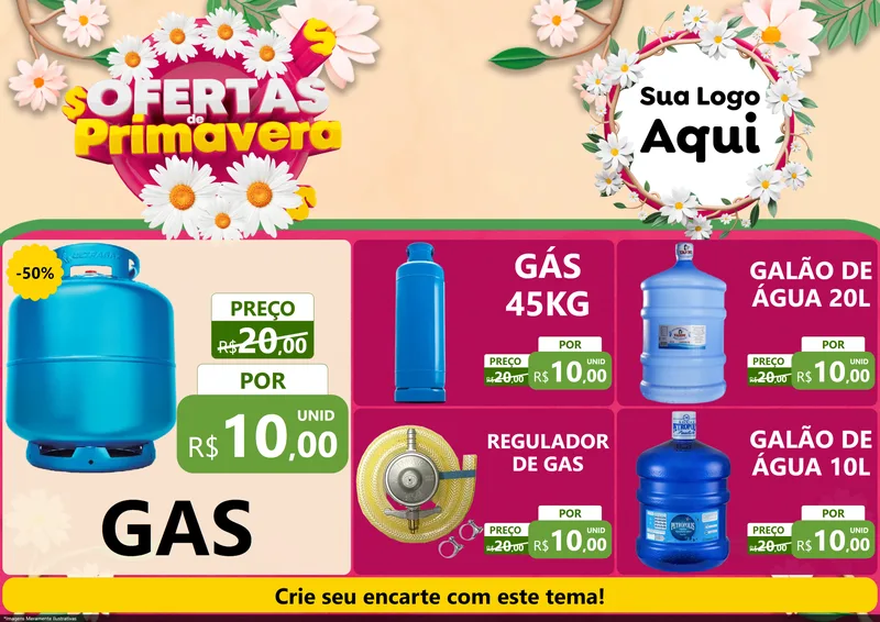 Modelo de Encarte para Encarte A4 Horizontal com o tema Ofertas de Primavera para Água e gás