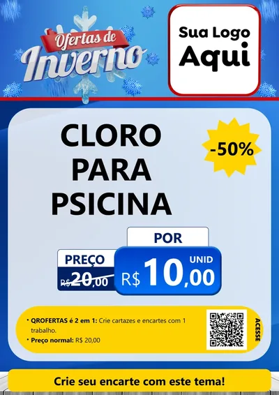 Modelo de Cartaz para Cartaz A4 Vertical com o tema Ofertas de Inverno para Produtos para Piscina