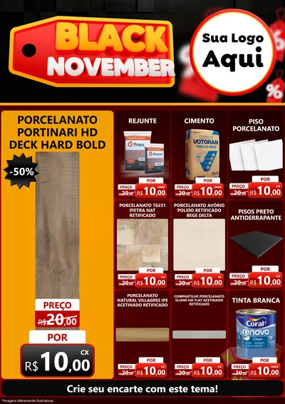 Modelo de Encarte para Encarte A4 Vertical com o tema Black November para Pisos e revestimentos