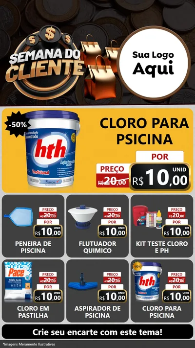 Modelo de Rede Social para Stories com o tema Semana do Cliente para Produtos para Piscina