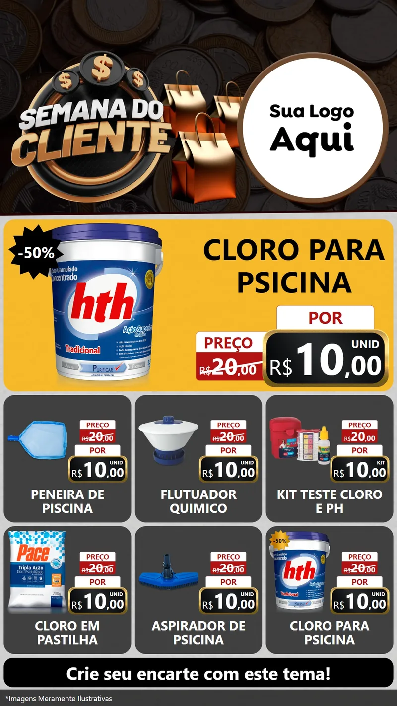Modelo de Rede Social para Stories com o tema Semana do Cliente para Produtos para Piscina