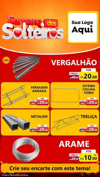 Modelo de TV para TV Vertical com o tema Semana dos Solteiros para Ferragens