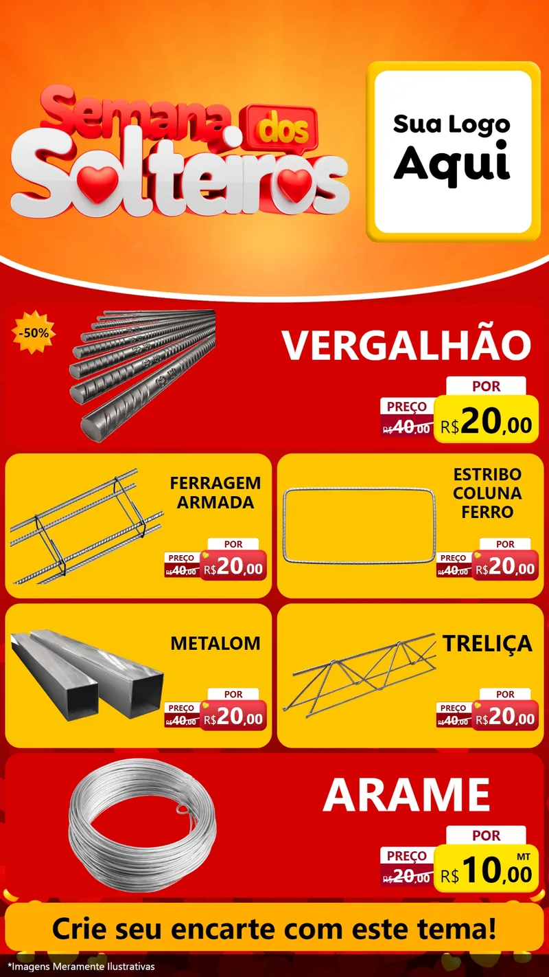 Modelo de TV para TV Vertical com o tema Semana dos Solteiros para Ferragens