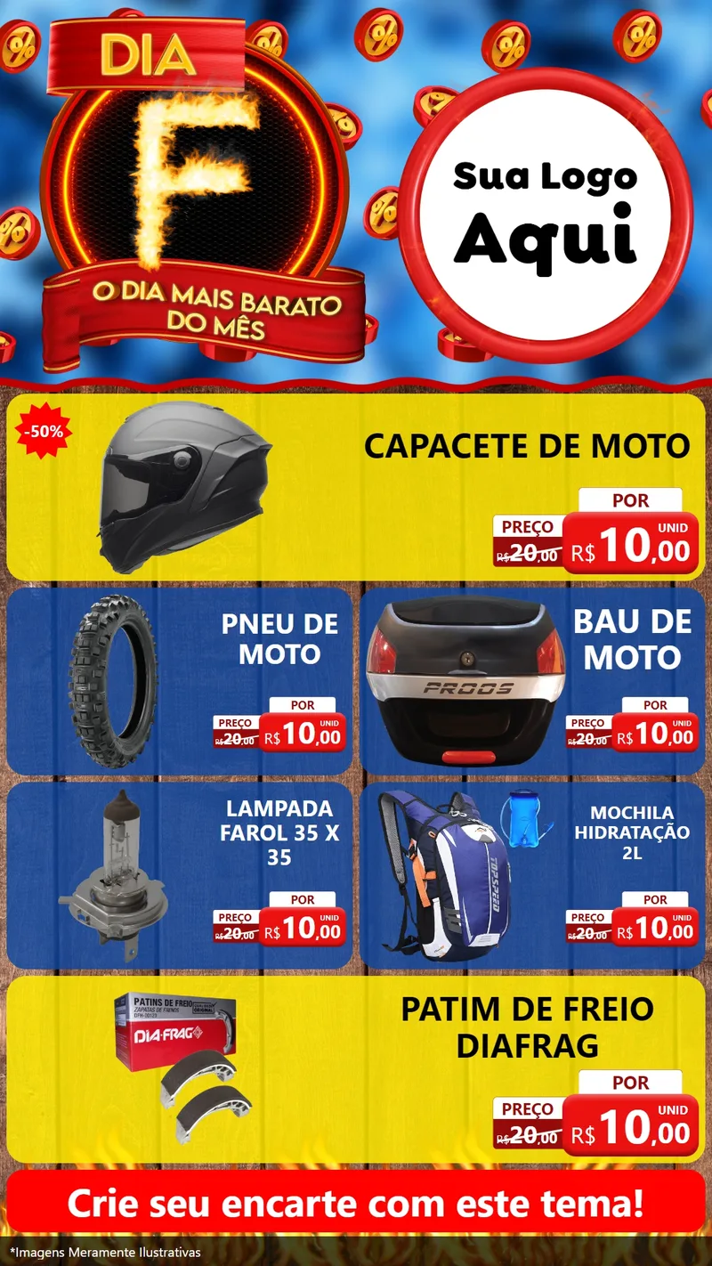 Modelo de TV para TV Vertical com o tema Dia F - O Dia Mais Barato Do Mês para Moto peças