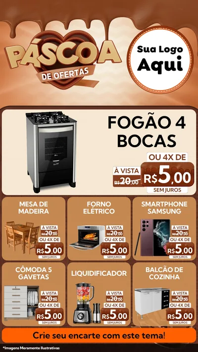 Modelo de Rede Social para Stories com o tema Páscoa de Ofertas para Móveis e Eletro