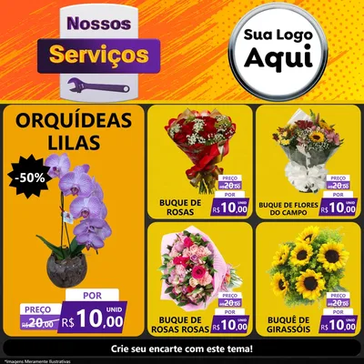 Modelo de Rede Social para Feed Facebook com o tema Nossos Serviços para Floricultura e jardim