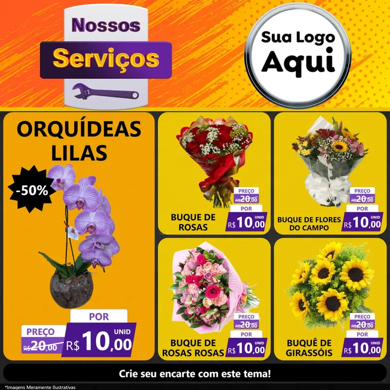 Modelo de Rede Social para Feed Facebook com o tema Nossos Serviços para Floricultura e jardim