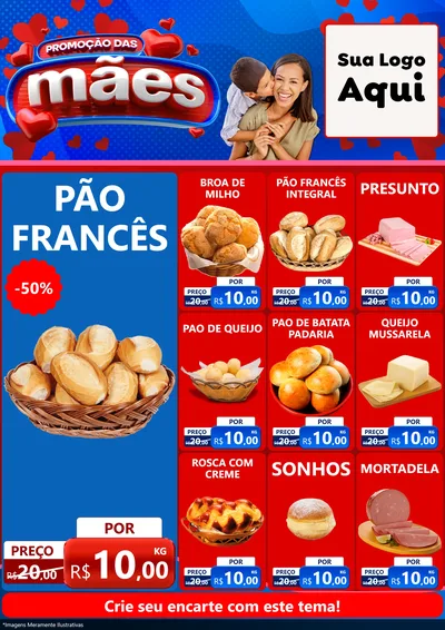 Modelo de Encarte para Encarte A4 Vertical com o tema Promoção das Mães para Padaria