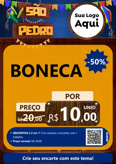 Modelo de Cartaz para Cartaz A4 Vertical com o tema São Pedro para Brinquedos