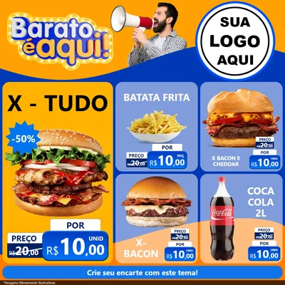 Modelo de Rede Social para Feed Facebook com o tema Barato é aqui para Hamburgueria