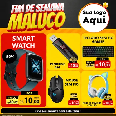 Modelo de Rede Social para Feed Facebook com o tema Final de Semana Maluco para Informática