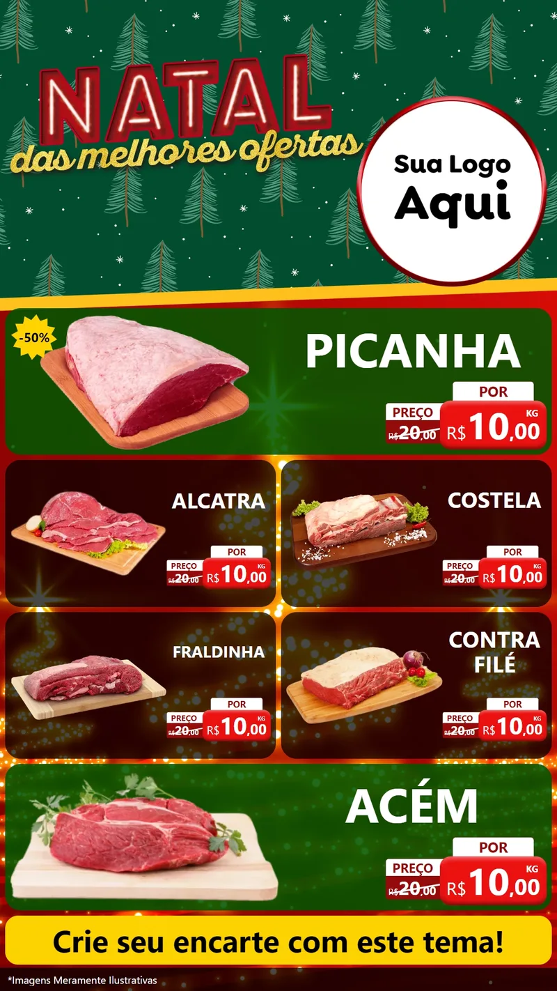 Modelo de TV para TV Vertical com o tema Natal das Melhores Ofertas para Açougue