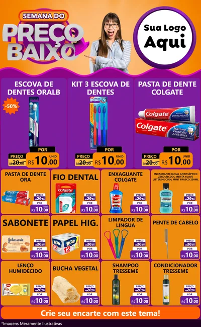 Modelo de Encarte para Encarte Grande com o tema Semana do Preço Baixo para Higiene Pessoal