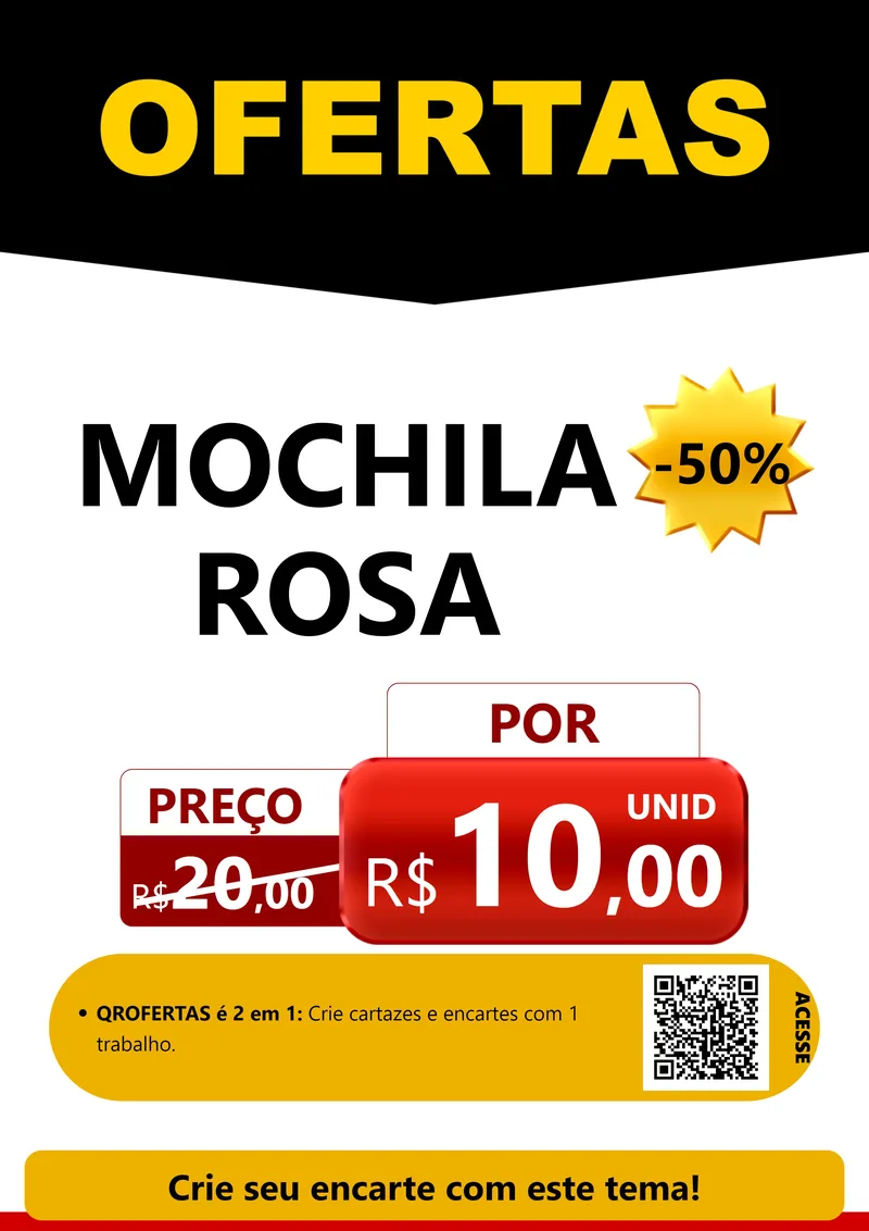Modelo de Cartaz para Cartaz A4 Vertical com o tema Ofertas Preto e Vermelho Cartaz para Papelaria