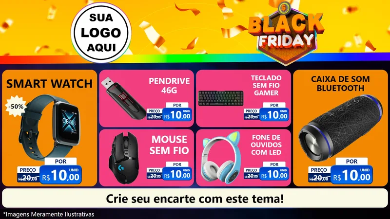 Modelo de TV para TV Horizontal com o tema Black Friday para Informática