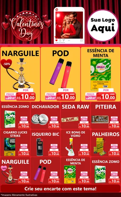 Modelo de Encarte para Encarte Grande com o tema Valentine's Day para Tabacaria