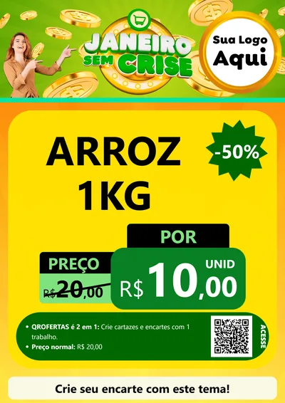 Modelo de Cartaz para Cartaz A4 Vertical com o tema Janeiro Sem Crise para Supermercado