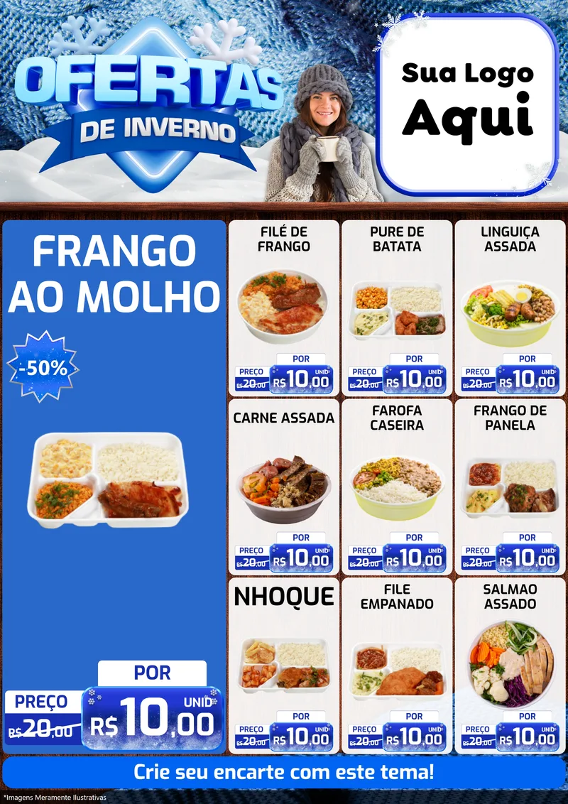 Modelo de Encarte para Encarte A4 Vertical com o tema Ofertas de Inverno para Restaurante