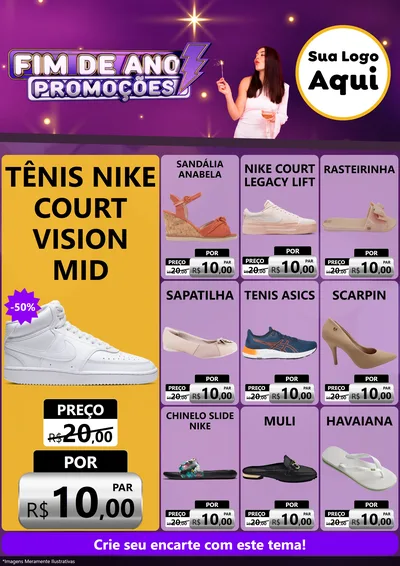 Modelo de Encarte para Encarte A4 Vertical com o tema Fim de Ano Promoções para Calçados