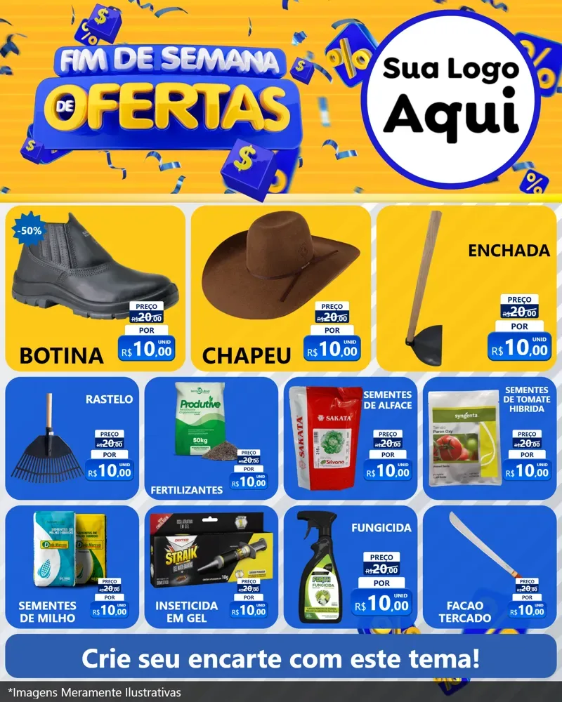 Modelo de Rede Social para Feed Instagram com o tema Fim de Semana de Ofertas para Agropecuária
