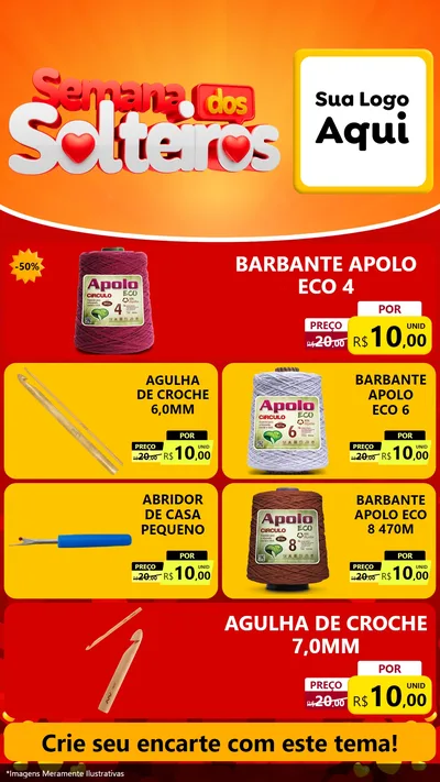 Modelo de TV para TV Vertical com o tema Semana dos Solteiros para Armarinho e Aviamentos