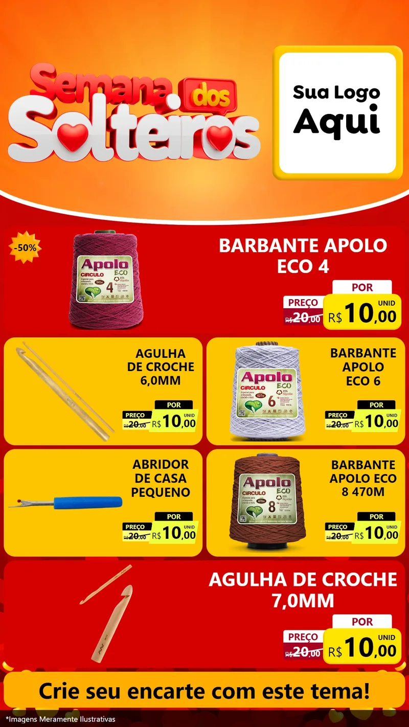 Modelo de TV para TV Vertical com o tema Semana dos Solteiros para Armarinho e Aviamentos