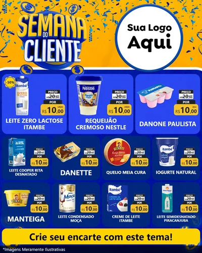 Modelo de Rede Social para Feed Instagram com o tema Semana do Cliente para Frios e Laticínios