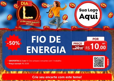 Modelo de Cartaz para Cartaz A4 Horizontal com o tema Dia L - O Dia Mais Barato Do Mês para Materiais Elétricos
