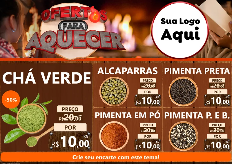 Modelo de Encarte para Encarte A4 Horizontal com o tema Ofertas Para Aquecer para Produtos Naturais