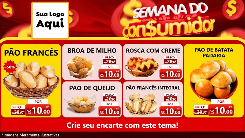 Modelo de TV para TV Horizontal com o tema Semana do Consumidor para Padaria