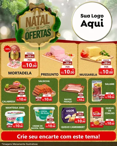 Modelo de Rede Social para Feed Instagram com o tema Ofertas de Natal para Frios e Laticínios