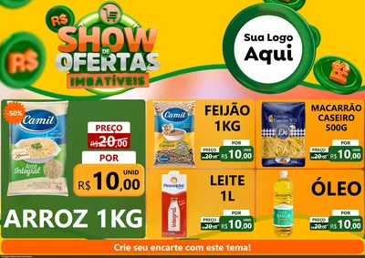 Modelo de Encarte para Encarte A4 Horizontal com o tema Show de Ofertas Imbatíveis para Supermercado