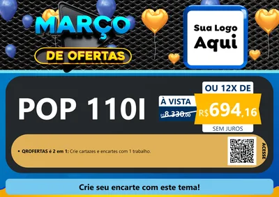 Modelo de Cartaz para Cartaz A4 Horizontal com o tema Março de Ofertas para Concessionaria de Motos