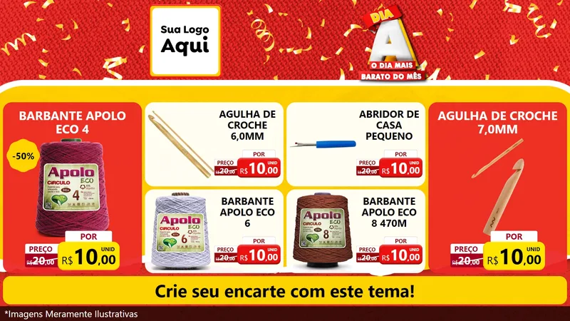 Modelo de TV para TV Horizontal com o tema Dia A o Dia Mais Barato do Mês para Armarinho e Aviamentos