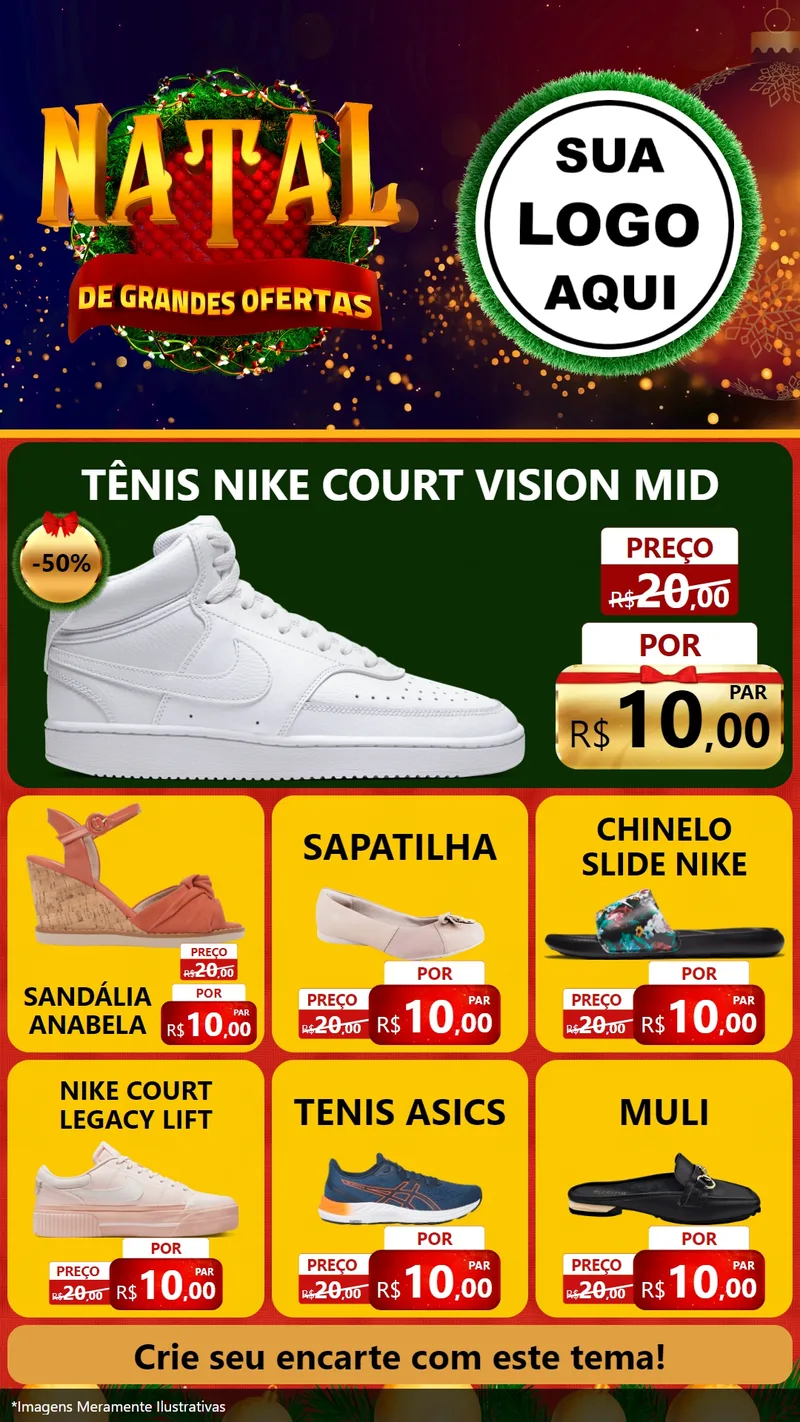 Modelo de Rede Social para Stories com o tema Natal de Grandes Ofertas para Calçados