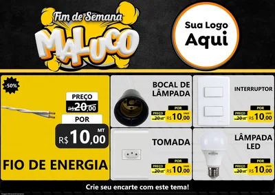 Modelo de Encarte para Encarte A4 Horizontal com o tema Fim de Semana Maluco para Materiais Elétricos