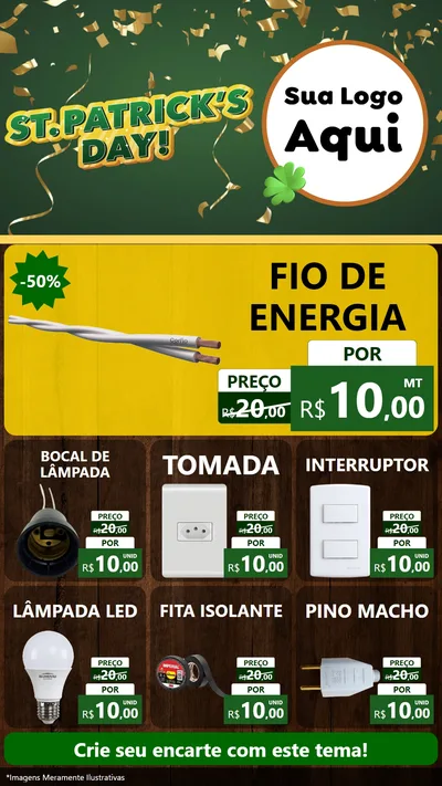 Modelo de Rede Social para Stories com o tema St Patriks Day para Materiais Elétricos