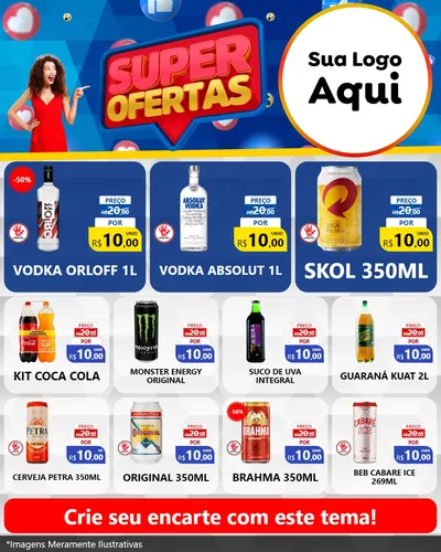 Modelo de Rede Social para Feed Instagram com o tema Super Ofertas para Distribuidora de bebidas
