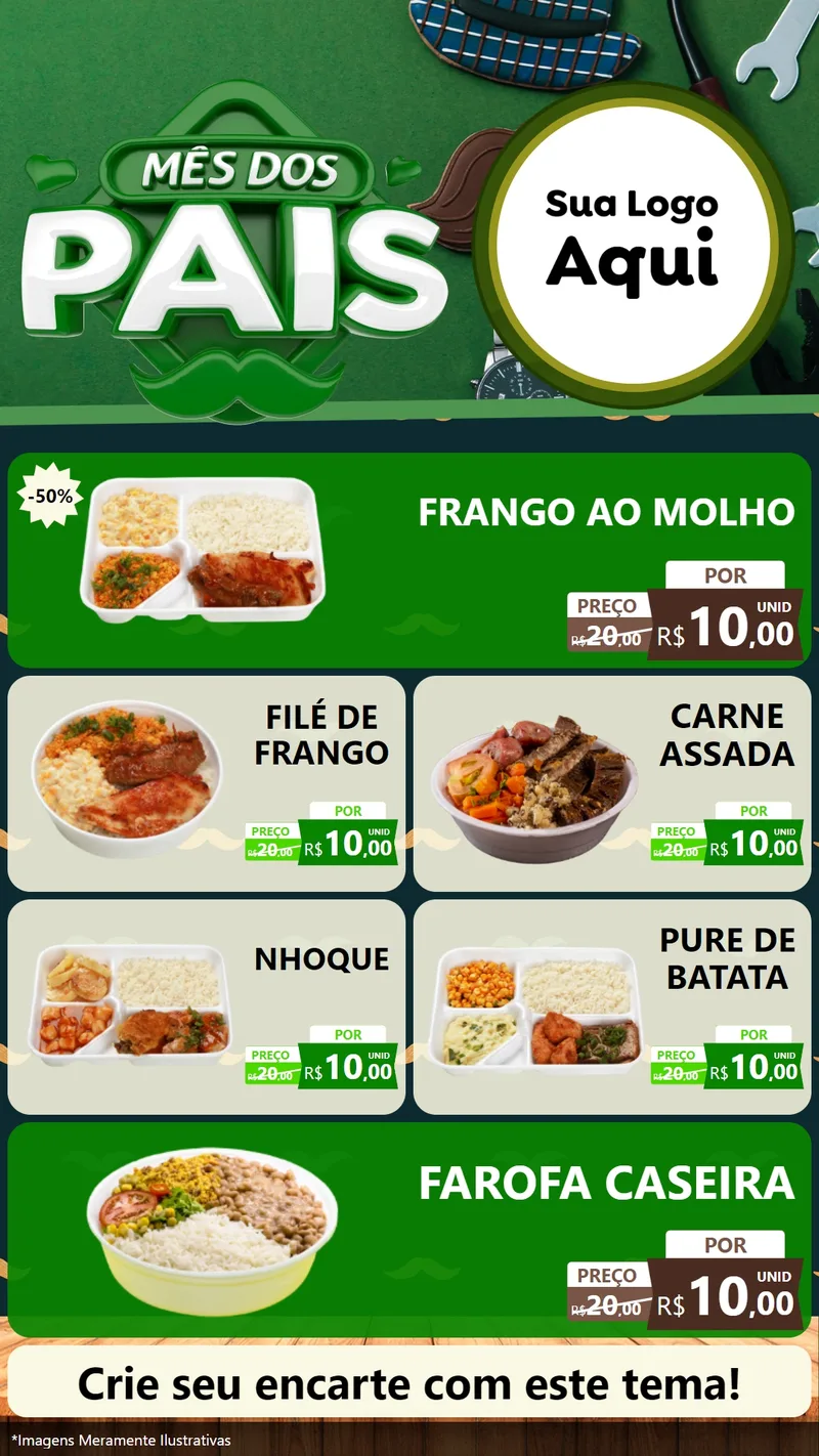 Modelo de TV para TV Vertical com o tema Mês dos Pais para Restaurante