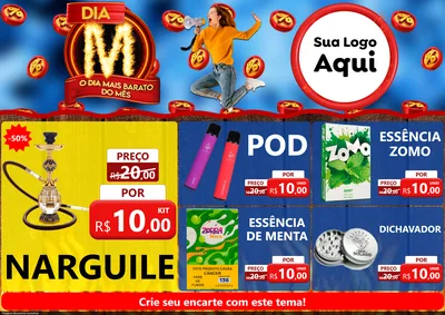 Modelo de Encarte para Encarte A4 Horizontal com o tema Dia M - O Dia Mais Barato Do Mês para Tabacaria
