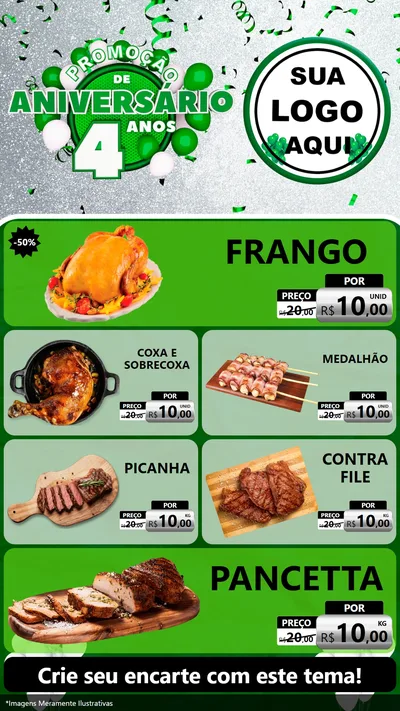 Modelo de TV para TV Vertical com o tema Promoção de Aniversário - 4 Anos para Assados