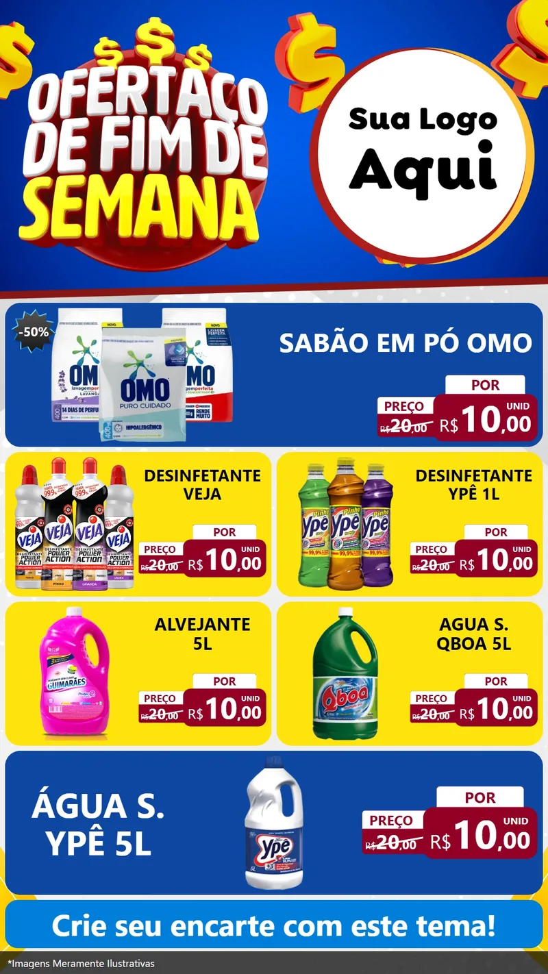 Modelo de TV para TV Vertical com o tema Ofertaço de Fim de Semana para Produtos de Limpeza
