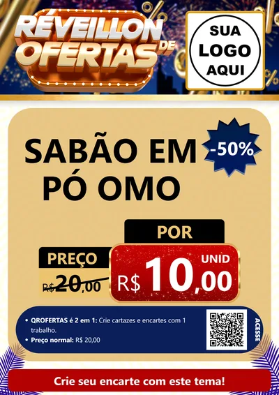 Modelo de Cartaz para Cartaz A4 Vertical com o tema Réveillon de Ofertas para Produtos de Limpeza