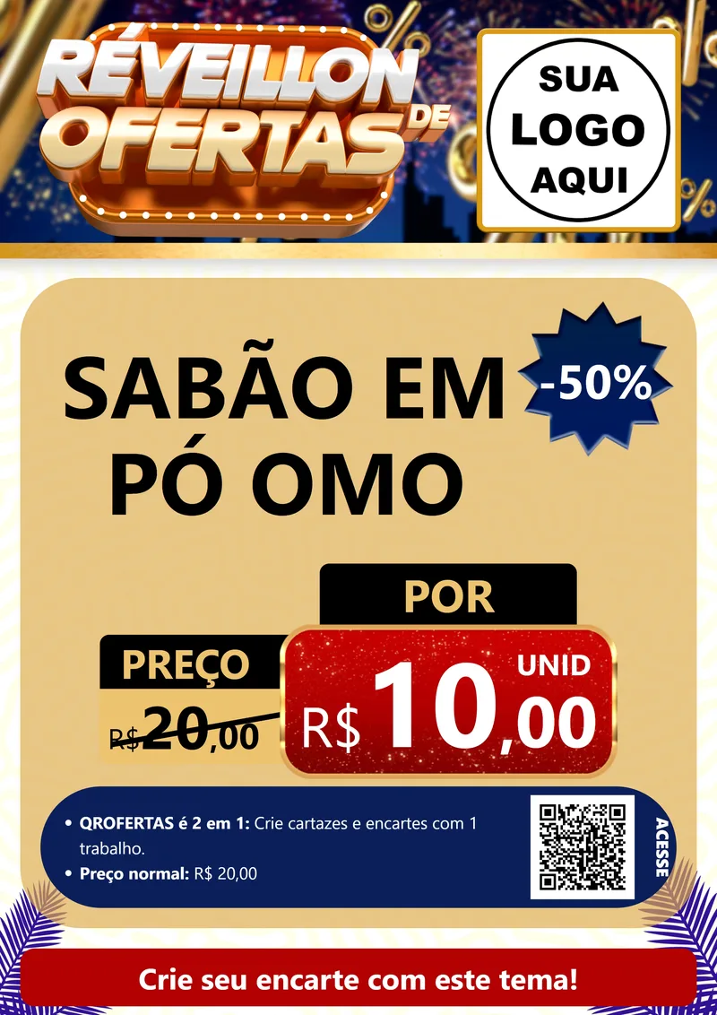 Modelo de Cartaz para Cartaz A4 Vertical com o tema Réveillon de Ofertas para Produtos de Limpeza