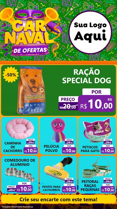 Modelo de Rede Social para Stories com o tema Carnaval de Ofertas para Pet Shop