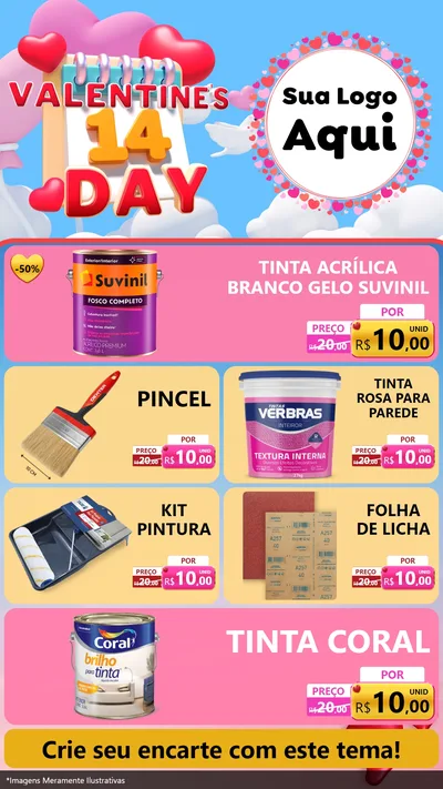 Modelo de TV para TV Vertical com o tema Valentine's Day para Tintas e Ferramentas