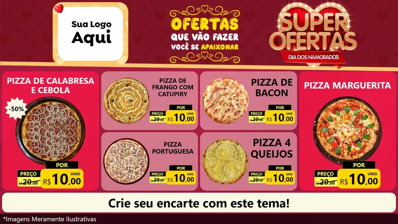 Modelo de TV para TV Horizontal com o tema Dia dos Namorados para Pizzaria