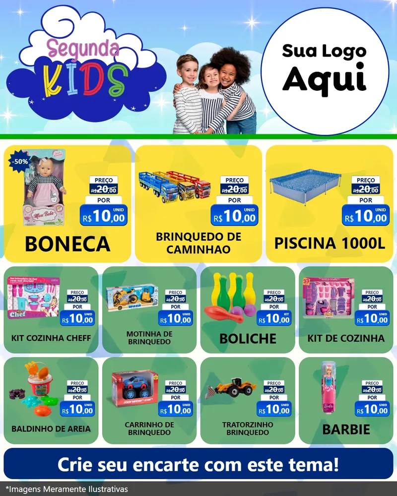 Modelo de Rede Social para Feed Instagram com o tema Segunda Kids para Brinquedos
