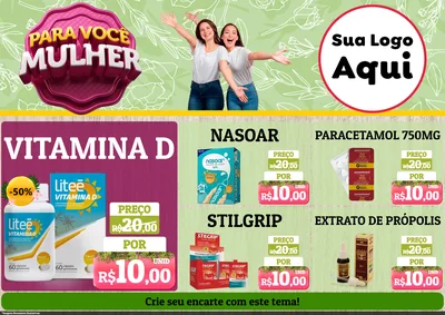 Modelo de Encarte para Encarte A4 Horizontal com o tema Para Você Mulher para Farmácia